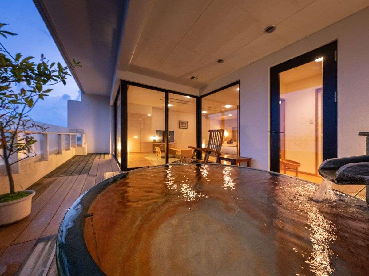 【最上階】露天風呂付プレミアム和洋室　※客室の露天風呂は沸かし湯です。