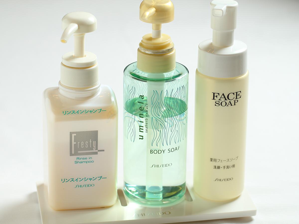 【客室備品】リンスインシャンプー・ボディソープ・フェイスソープ